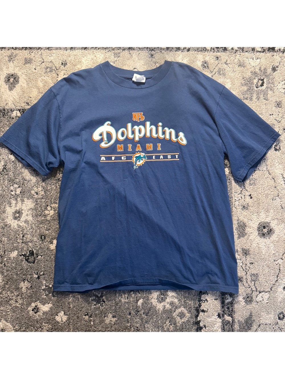 Vintage NFL Miami Dolphins Navy Blue Cotton T-Shirt Large